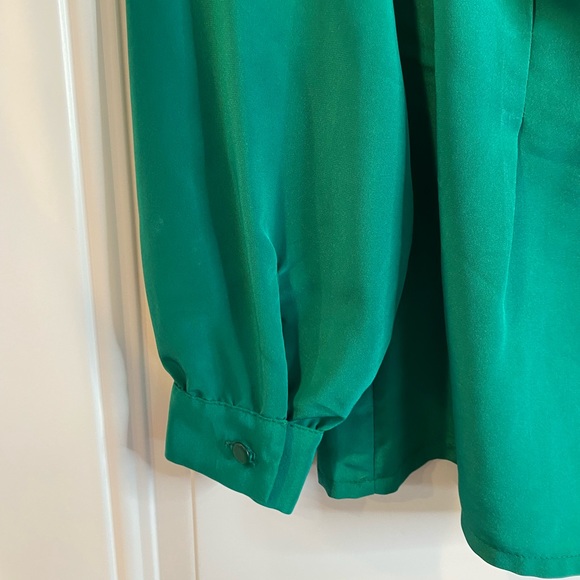 VTG 80s Emerald Green Mock Neck Blouse Sz 8 Miss Sophisticates by Pendleton - Picture 6 of 7